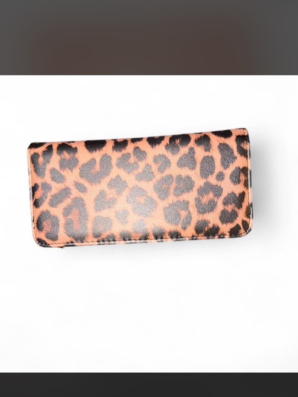 Leopard Print Zip-Around Wallet in Tan and Black